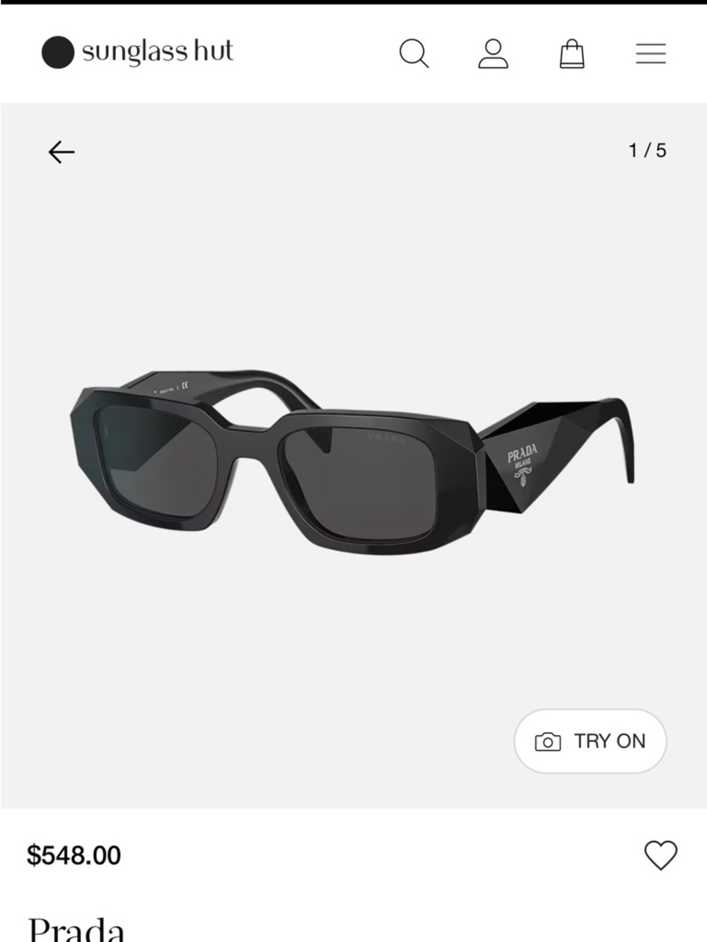 Prada Black Faceted Sculptural Sunglasses